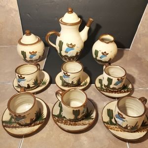 Vintage rare Mexican tlaquepaque pottery tea set